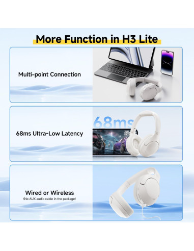 Auriculares Inalámbricos QCY H3 LITE Bluetooth 5.3 ANC 60H Blanco