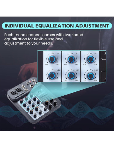 Mezclador de Audio DJ 4 Canales G4B con Bluetooth y USB