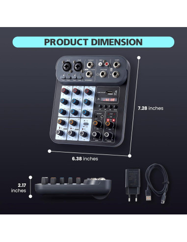Mezclador de Audio DJ 4 Canales G4B con Bluetooth y USB