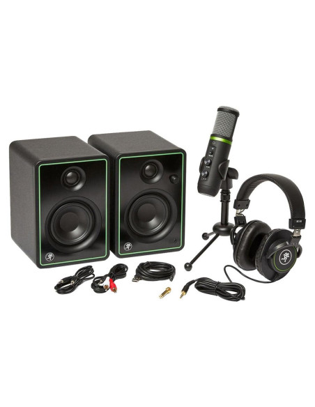 Paquete de Creador Mackie: Monitores CR3-X, Micrófono EM-USB y Auriculares MC-100
