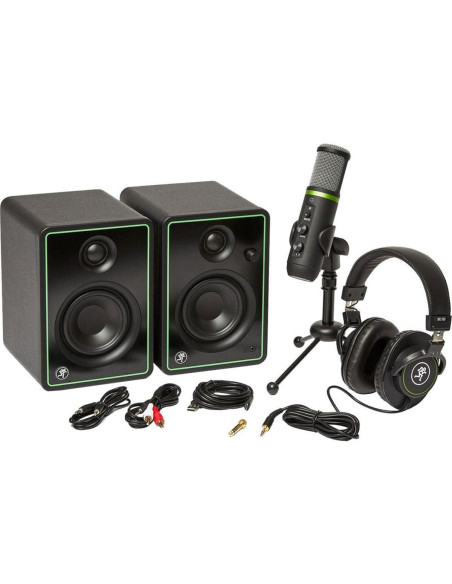 Paquete de Creador Mackie: Monitores CR3-X, Micrófono EM-USB y Auriculares MC-100