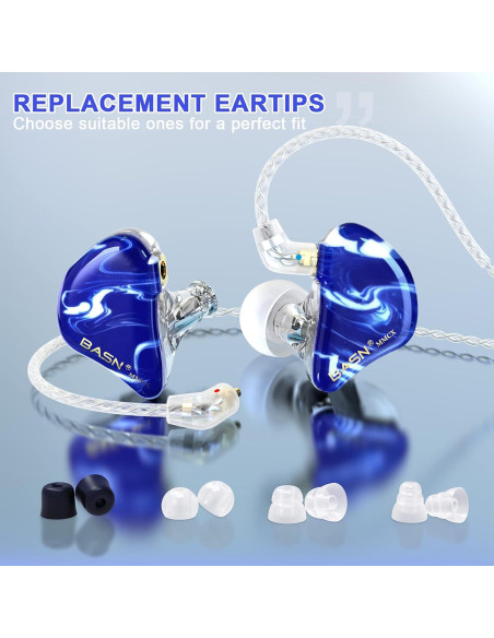 Auriculares In Ear BASN Bunique-Blue con 3 Controladores y 2 Cables