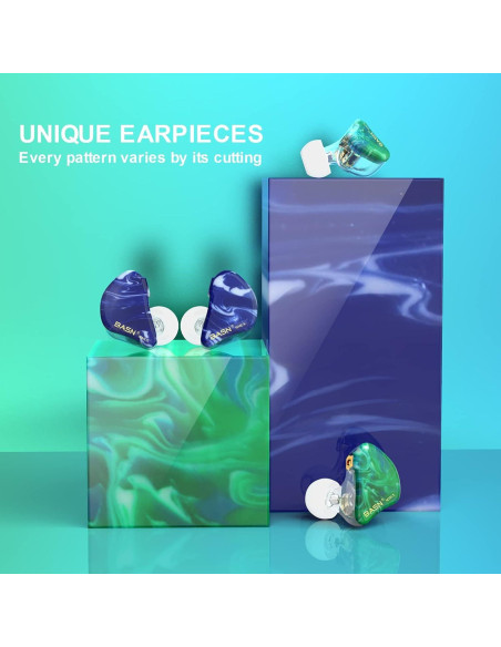 Auriculares In Ear BASN Bunique-Blue con 3 Controladores y 2 Cables