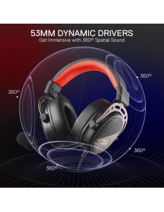 Auriculares Gaming Redragon H730 USB 53mm Sonido 360 PC/PS4/PS5 2