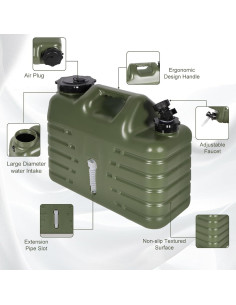 Contenedor de Agua Portátil REDCAMP 15L con Grifo Verde 2