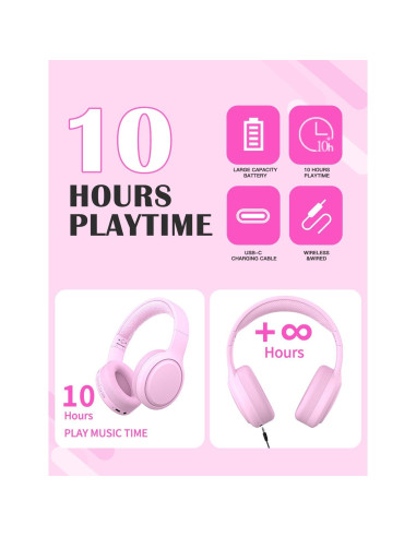 Auriculares Inalámbricos para Niños DMJ Rosa Bluetooth 5.1