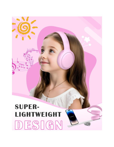 Auriculares Inalámbricos para Niños DMJ Rosa Bluetooth 5.1