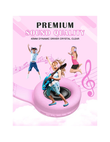 Auriculares Inalámbricos para Niños DMJ Rosa Bluetooth 5.1