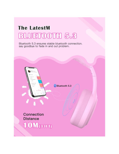 Auriculares Inalámbricos para Niños DMJ Rosa Bluetooth 5.1