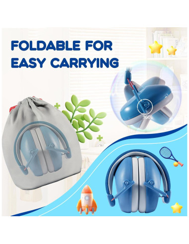 Auriculares con Cancelación de Ruido para Niños NRR 24dB Azul