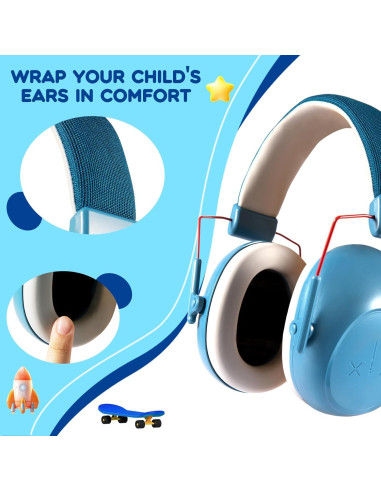 Auriculares con Cancelación de Ruido para Niños NRR 24dB Azul