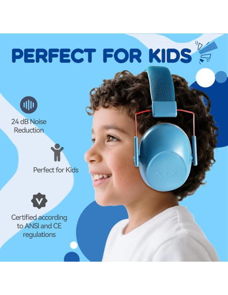 Auriculares con Cancelación de Ruido para Niños NRR 24dB Azul