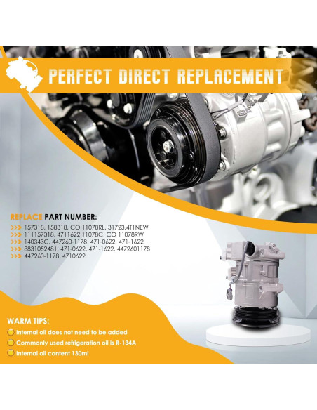 Compresor de Aire Acondicionado ZuneXino 11078C 12V para Yaris 1.5L