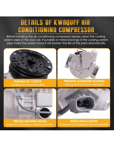 Compresor de Aire Acondicionado ZuneXino 11078C 12V para Yaris 1.5L