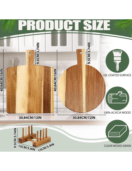 Juego de 2 Tablas de Cortar de Madera Acacia BIEOFFEI 40.6x30.5cm