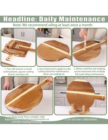 Juego de 2 Tablas de Cortar de Madera Acacia BIEOFFEI 40.6x30.5cm