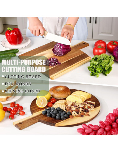 Juego de 2 Tablas de Cortar de Madera Acacia BIEOFFEI 40.6x30.5cm