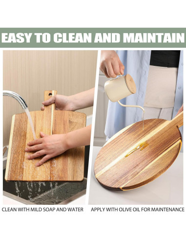 Juego de 2 Tablas de Cortar de Madera Acacia BIEOFFEI 40.6x30.5cm