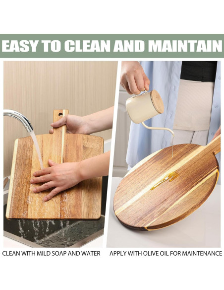 Juego de 2 Tablas de Cortar de Madera Acacia BIEOFFEI 40.6x30.5cm