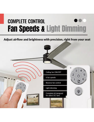 Kit Receptor y Control Remoto Anderic DC8-96SG8 para Ventilador