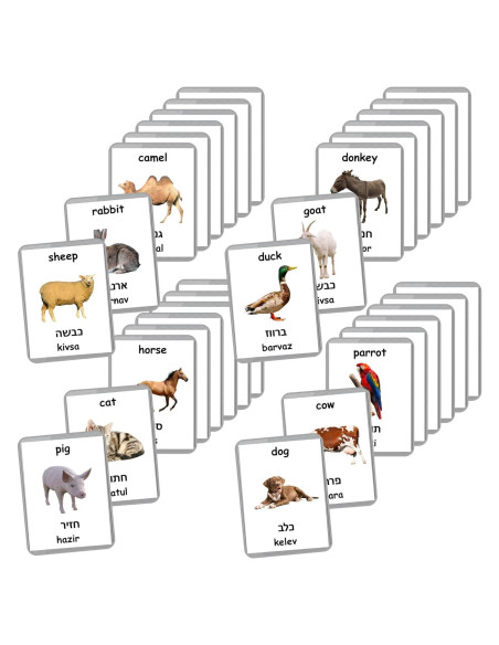 Tarjetas Didácticas Bilingües Hebreo-Inglés - Animales de Granja Tarjetas Didácticas Bilingües Hebreo-Inglés - Animales de Granja