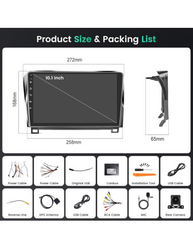 Estéreo Android 15 Ohradio 4+64G para Toyota Tundra/Sequoia