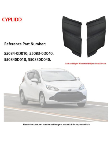 Cubiertas de Cowl Limpiaparabrisas Toyota Yaris 2006-2010 ABS