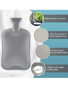 Botella de Agua Caliente 2L AIKOTOO Goma Terapia Fría y Caliente 2