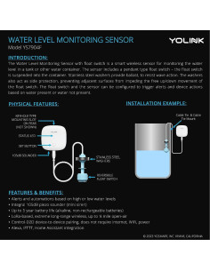Sensor de Nivel de Agua Inalámbrico YoLink YS7904, 105dB 2