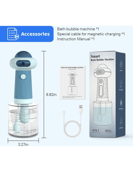 Dispensador de Champú Espumoso Eléctrico SpuotFan Azul 400ml