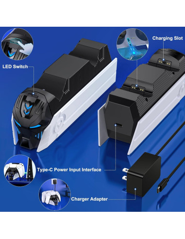 Estación de Carga Rápida para 2 Controladores PS5 MystNova