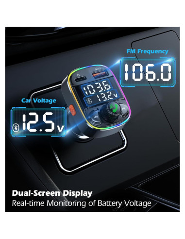 Adaptador Bluetooth para Coche LIHAN C87B, Cargador QC3.0, Llamadas Manos Libres