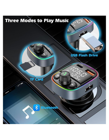 Adaptador Bluetooth para Coche LIHAN C87B, Cargador QC3.0, Llamadas Manos Libres