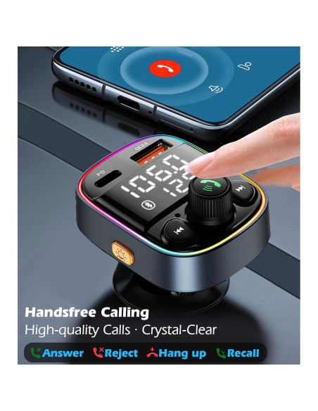 Adaptador Bluetooth para Coche LIHAN C87B, Cargador QC3.0, Llamadas Manos Libres