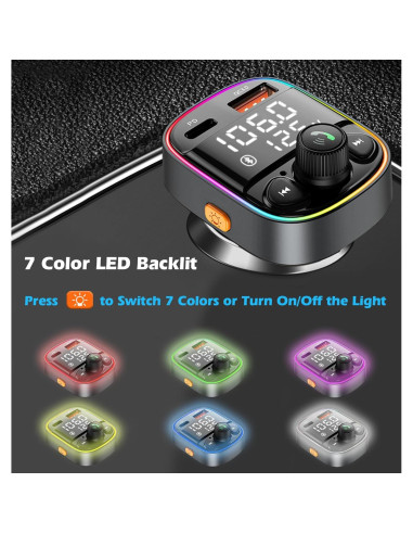 Adaptador Bluetooth para Coche LIHAN C87B, Cargador QC3.0, Llamadas Manos Libres