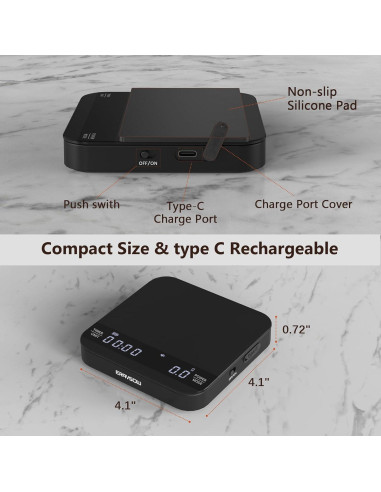 Báscula de café digital ERAVSOW 2kg/0.1g con temporizador