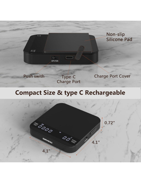 Báscula de café digital ERAVSOW 2kg/0.1g con temporizador Báscula de café digital ERAVSOW 2kg/0.1g con temporizador