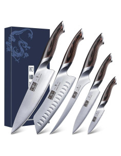 Juego de Cuchillos de Cocina HOSHANHO 5 Piezas Acero Inoxidable