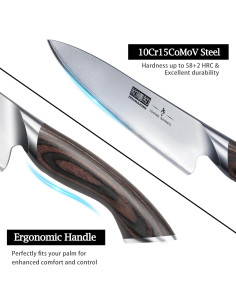 Juego de Cuchillos de Cocina HOSHANHO 5 Piezas Acero Inoxidable 2