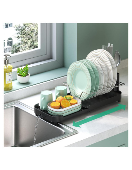 Escurridor de Platos Compacto Urackify Negro 30.5-47cm