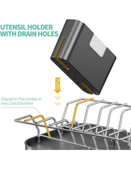 Escurridor de Platos Compacto Urackify Negro 30.5-47cm