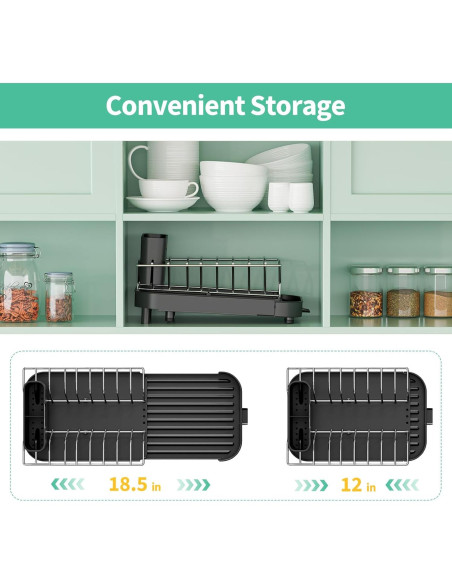 Escurridor de Platos Compacto Urackify Negro 30.5-47cm