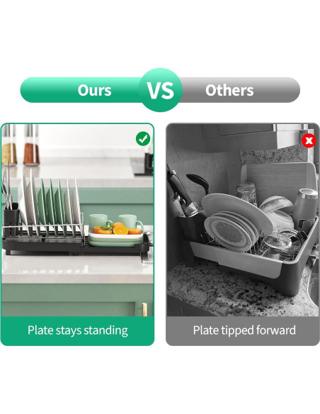 Escurridor de Platos Compacto Urackify Negro 30.5-47cm