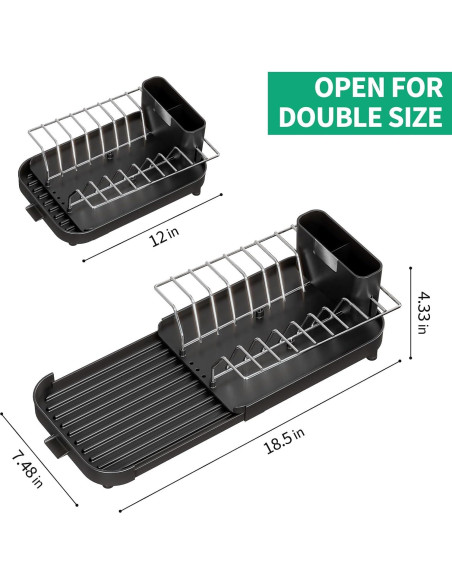 Escurridor de Platos Compacto Urackify Negro 30.5-47cm