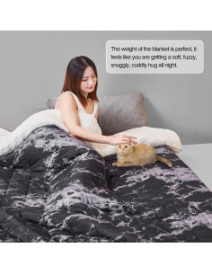 Manta con peso AYMY de forro Sherpa 101.6x76.2 cm Mármol Negro 2