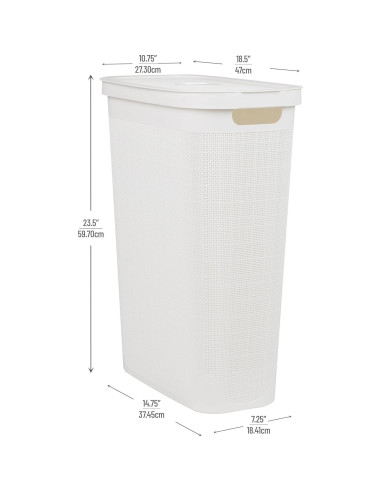 Cesto de Ropa Slim Mind Reader 40L Blanco con Tapa