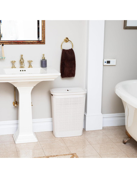 Cesto de Ropa Slim Mind Reader 40L Blanco con Tapa