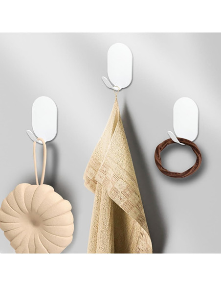 Gancho Autoadhesivo XJYWSH 6 Piezas Acero Inoxidable Blanco