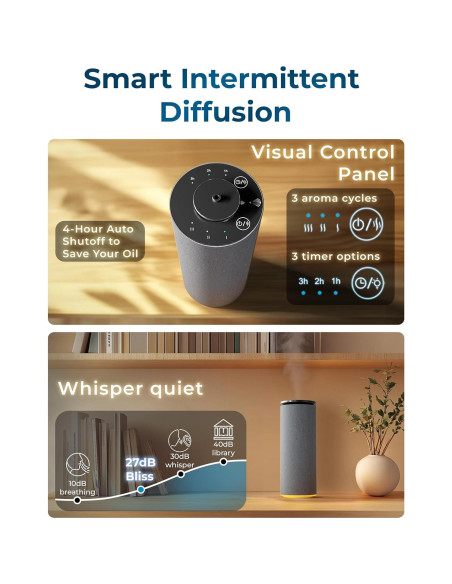 Difusor de Aceites Esenciales Cooper Bliss Sin Agua 10h Gris