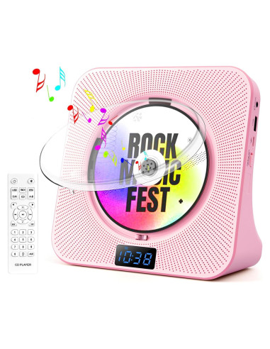 Reproductor de CD Bluetooth ROADOM KC-809 Rosa Hi-Fi 8 en 1